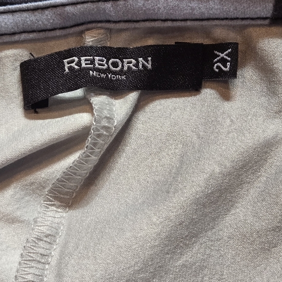 Reborn geometrical pattern blue cream black gray pleated womens size 2X - Picture 5 of 6